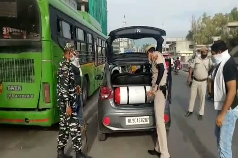 Police checking in Najafgarh for security during Independence day