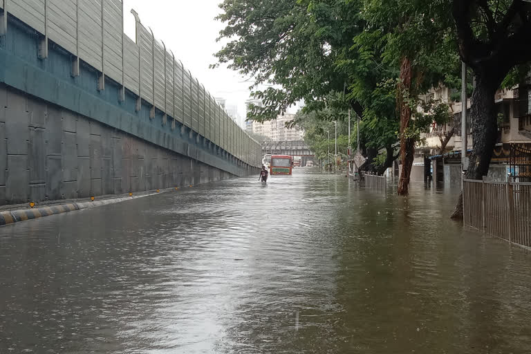 due to heavy rain water stagnant in gandhi market area in mumbai