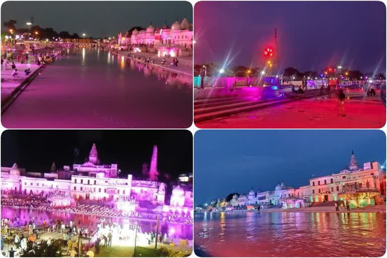 Ayodhya: People light earthen lamps on the banks of Saryu river as part of 'deepotsav'.