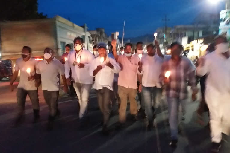 candle lightening programme in chodavaram by ycp leaders