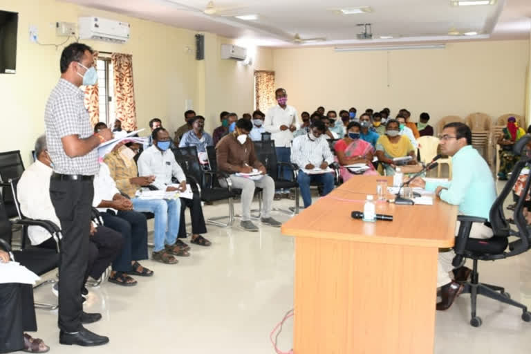 nirmal district collector musharraf farooqi review meeting with municipal officers