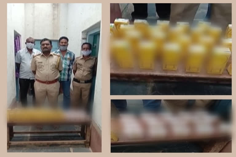 karnataka liquor caught by madkasira police and a lady arrested