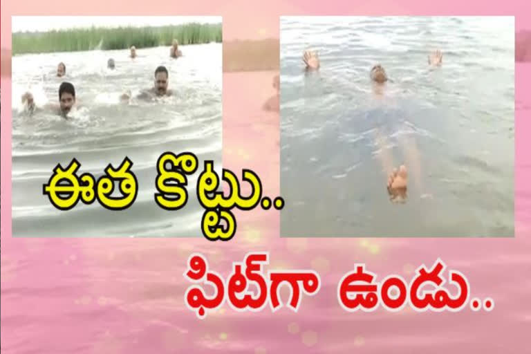 swimming at krishna river in vijayawada krishna district