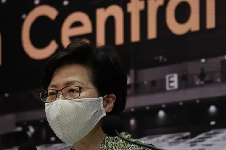 Hong Kong Chief Executive Carrie Lam listens to reporters' questions during a press conference in Hong Kong