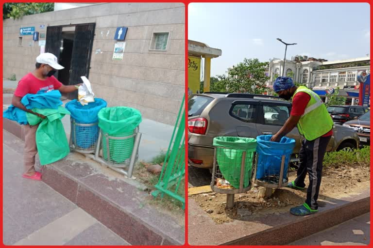 ndmc installed twin dustbin in its area to collect garbage