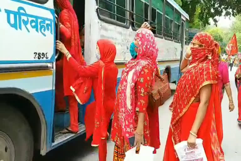 employee unions protested under jail bharo movement in rewari