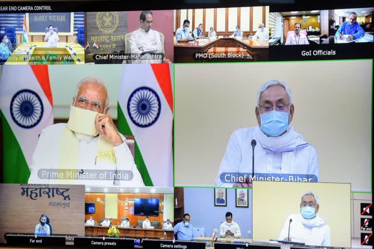 review meeting of PM Modi with CM nitish kumar regarding flood situation