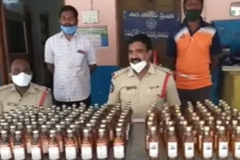 illegal liquor seazed in thada mandal at nellore