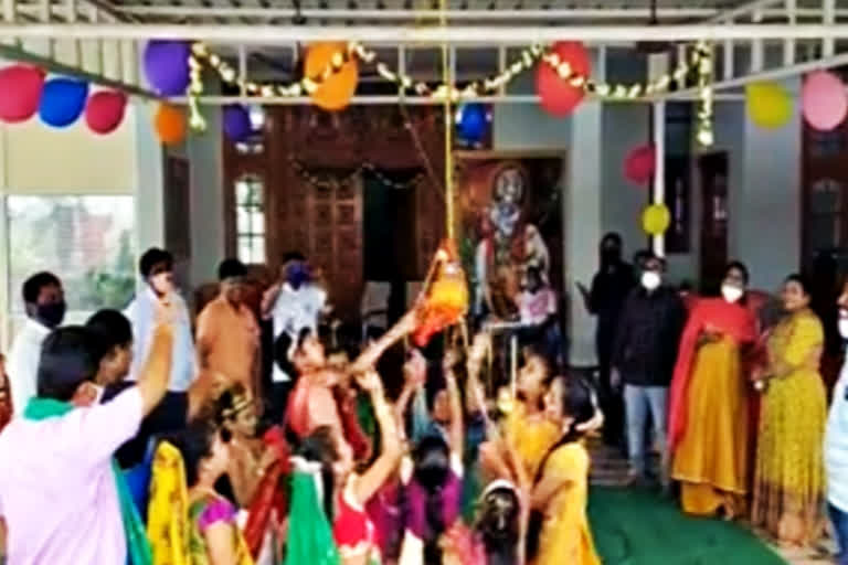 children plays krishnashtami celebrations at asifabad