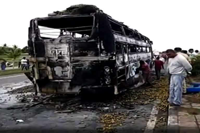 Bus caught fire