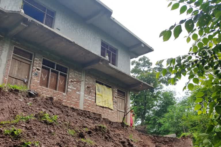 landslide threatens two-storey house in nalag panchayat