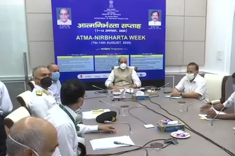 Defence Minister Rajnath Singh while attending the 'Atmanirbhrata Saptah' celebrations