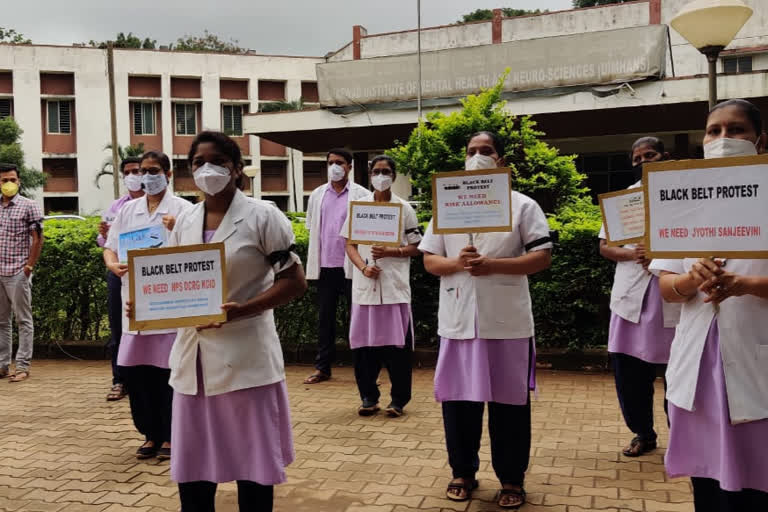 Protests from nimhans nursing staff