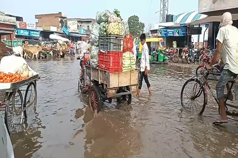 water logging in hodal city palwal after rain