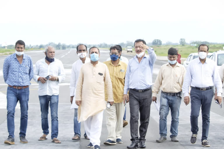 mla shailesh pandey inspected under construction bilaspur airport