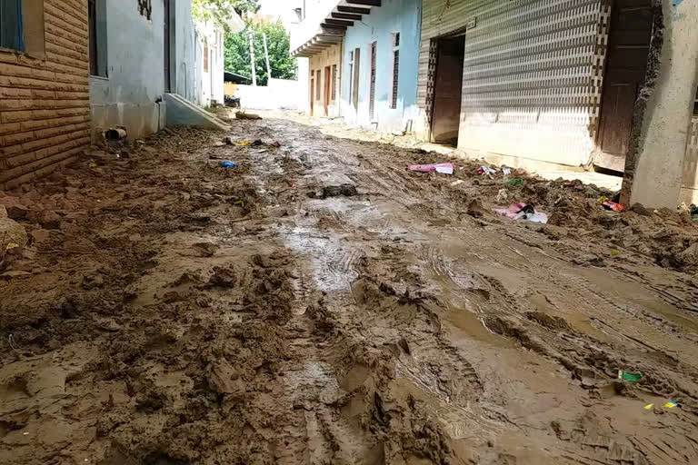 धौलपुर न्यूज़, water-logging, damaged road