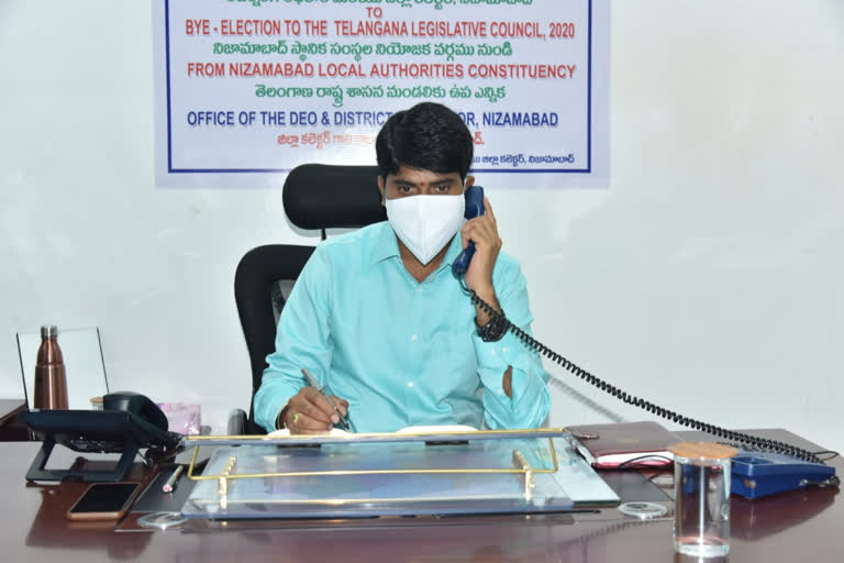 nizamabad collector teleconfernce with district officers