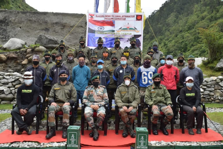 Indian flag hosted by Indian Army on Gorichen summit of Indo-China border