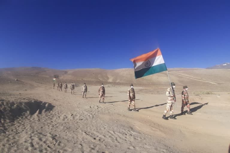 Indo-Tibetan Border Police (ITBP) jawans celebrate IndependenceDay in Ladhak