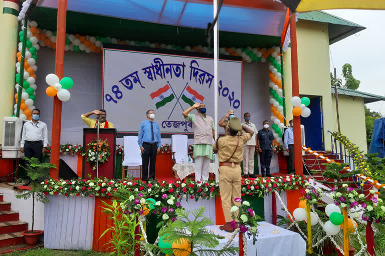 Flag hoisting by minister Ranjit Dutta at Tezpur