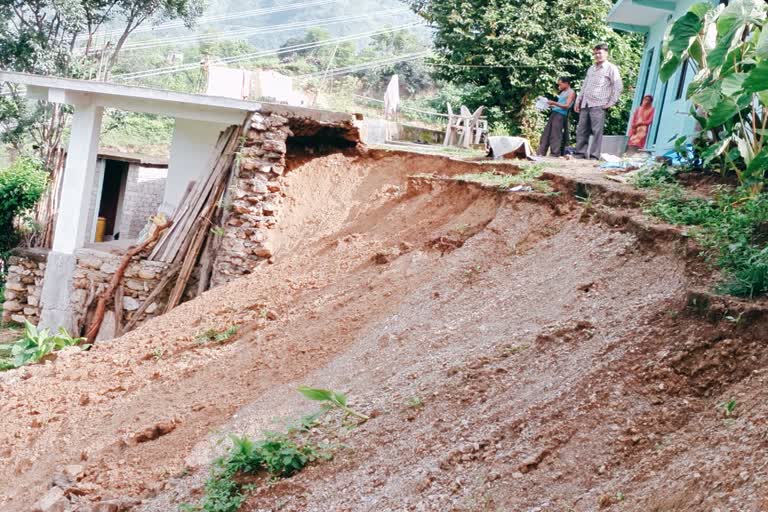 Landslide threatens the house of poor family in sundernagar