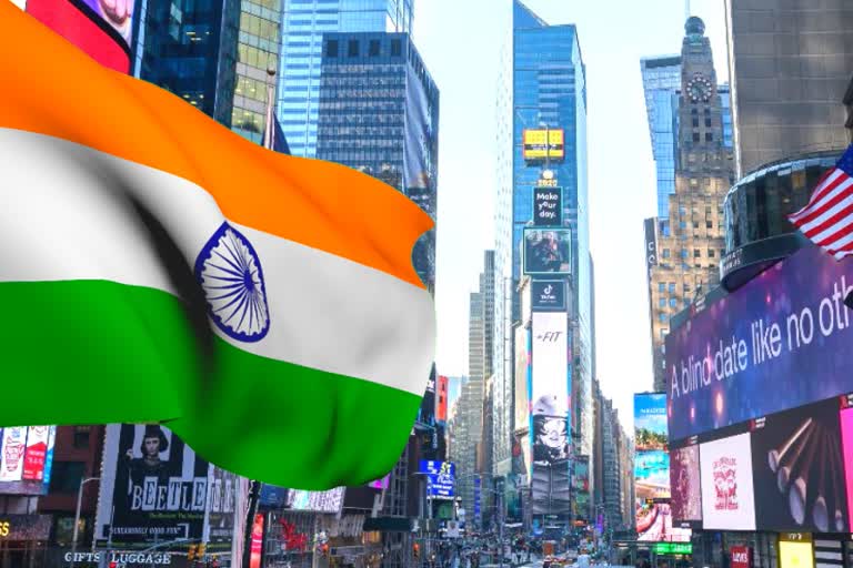 tricolour hoisted for first time at Times Square