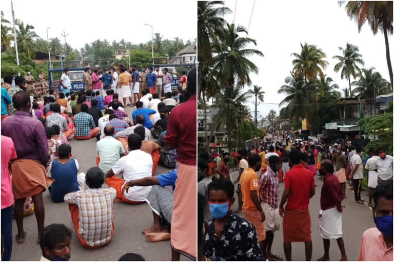 Fishermen protest  bridge closed kasargod  kasargod protest  കാസർകോട് സമരം  പാലം അടച്ചു  മത്സ്യത്തൊഴിലാളി സമരം