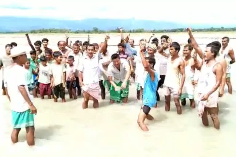 public protest for landslide at Baksa