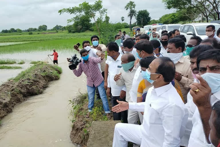 minister eetela rajender visit rain damages in karimnagar district