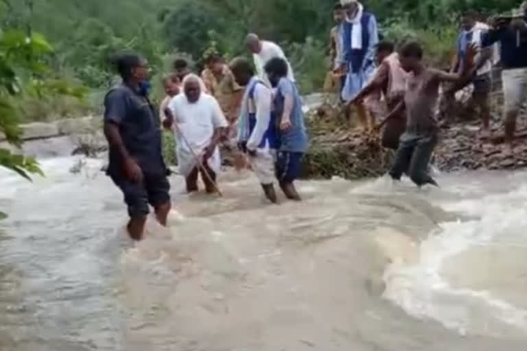 MLA chintamani mahraj crossed river