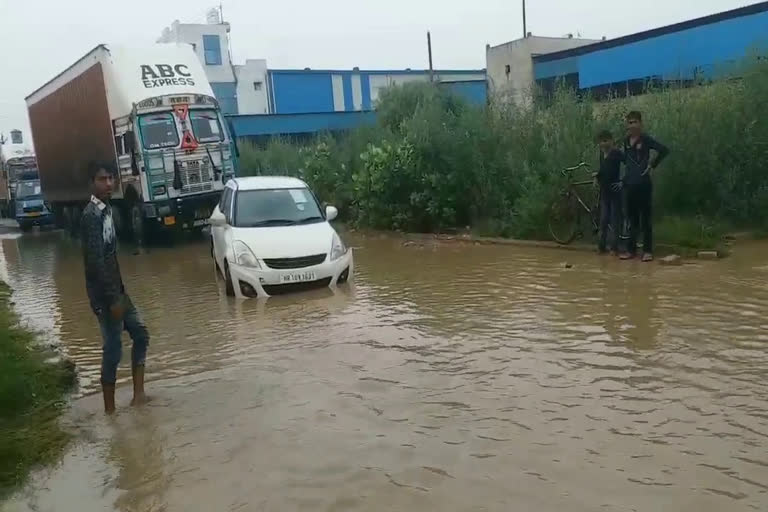 water logging in sonipat industrial area after rain