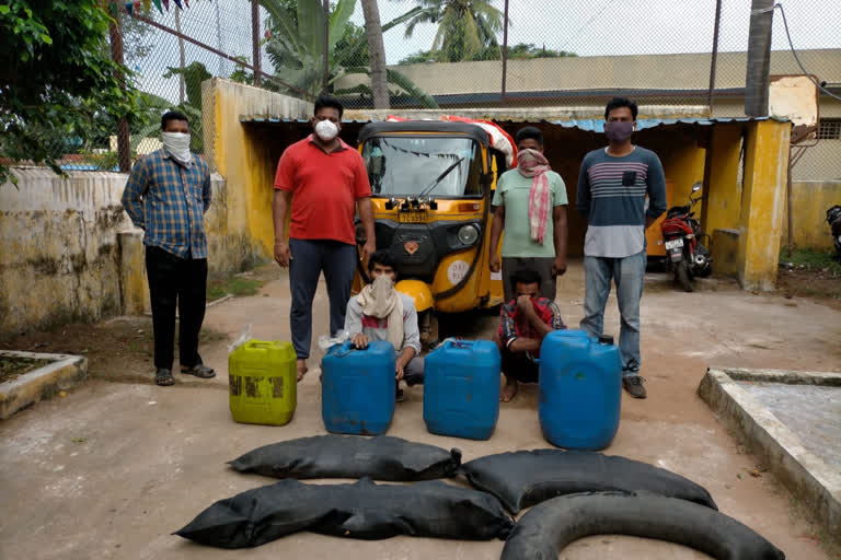 Veeraghattam police in Srikakulam district have arrested two persons for illegally moving natusara