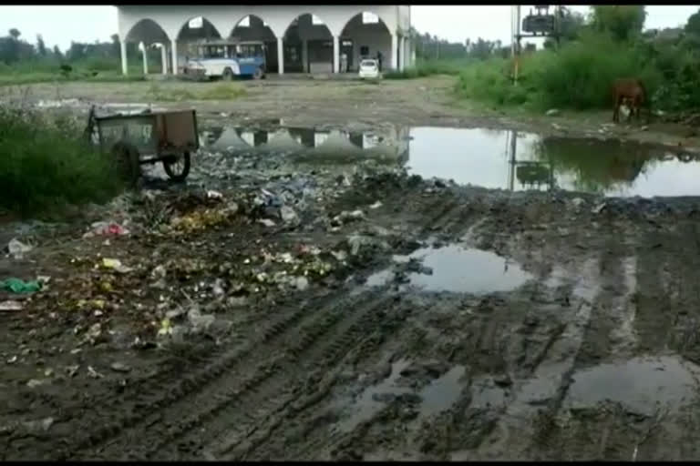 The condition of the bus stand is bad