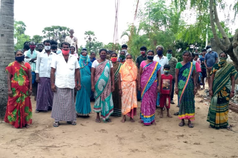 vishakapatnam villagers protest to take action on people who are selling village lands