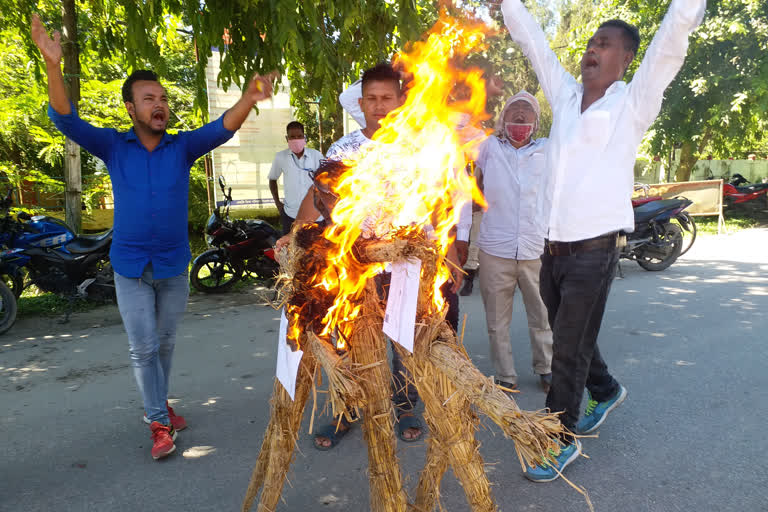 effigy burn at Dhemaji by AJYP