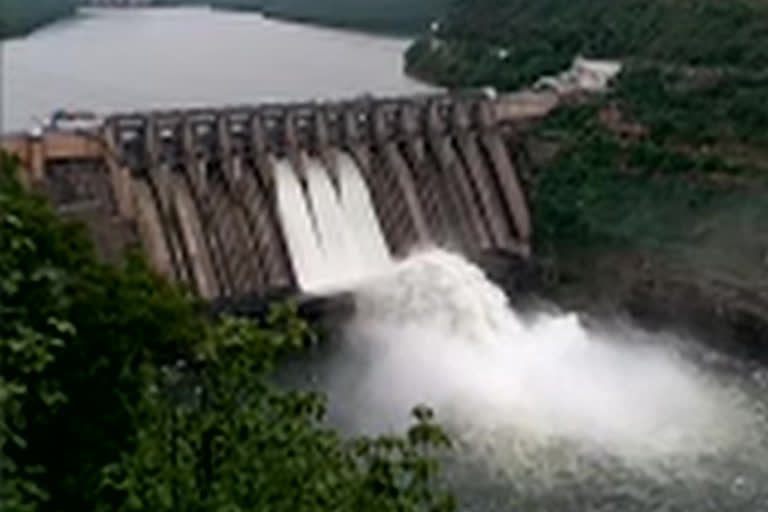 srisailam  project gates released on second day