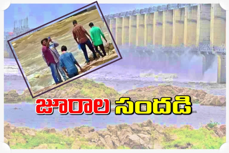 heavy water flow to jurala project in gadwal district