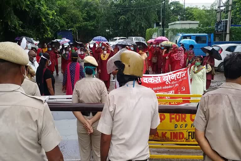 Asha workers protest against government in panchkula