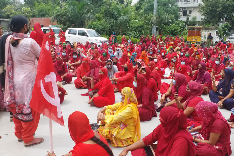 asha workers protest in panipat