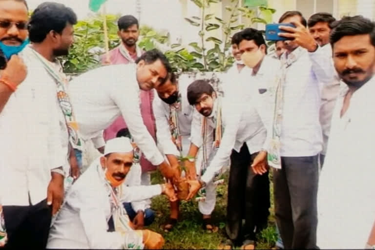 Tree planting campaign on the occasion of Rajiv Gandhi's birthday in yadgeer