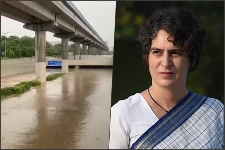 severe water logging near priyanka gandhi home in gurugram