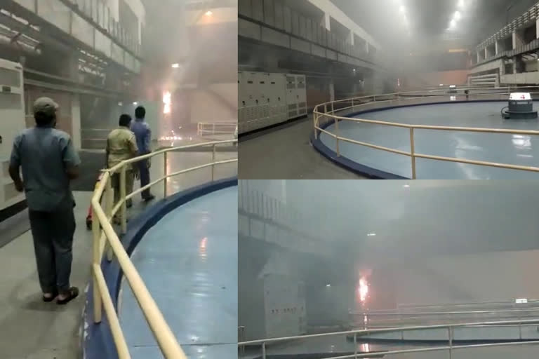 fire  Fire breaks out in power house  Srisailam dam in Telangana  തെലങ്കാനയിലെ ശ്രീശൈലം ഡാം പവർ ഹൗസിൽ തീപിടിത്തം  തെലങ്കാന  ഡാമിലെ പവർഹൗസിൽ തീപിടിത്തം  ഡാം പവർ ഹൗസ്  power house  Fire breaks out  Srisailam dam