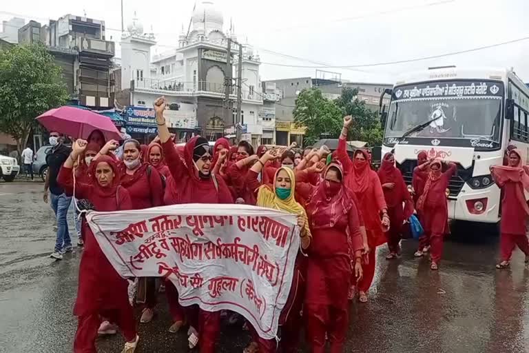 Gula Chika Asha Worker Ambala departs for protest