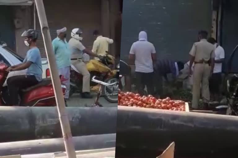 two policeman taking  free vegetables from vegetable seller in jhajjar goes viral