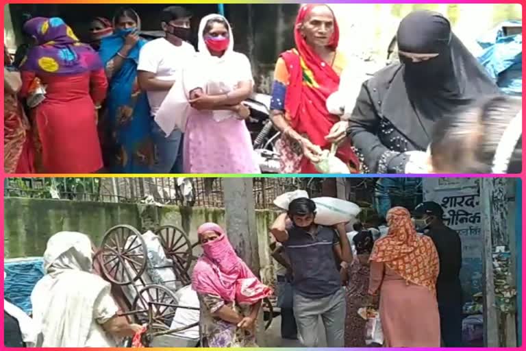 long lines at the jahangirpuri government ration depot