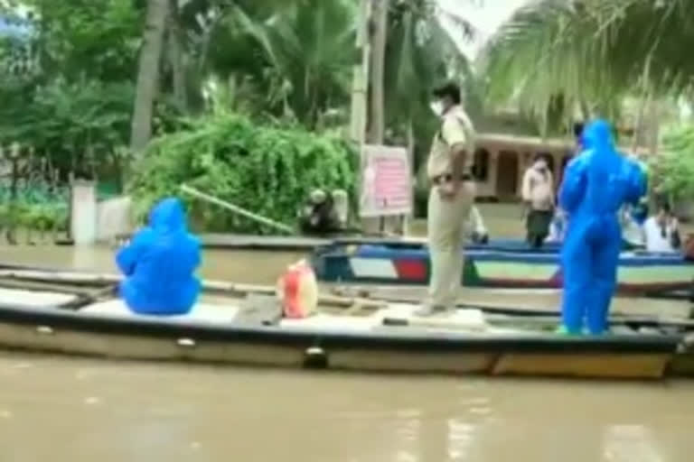 andhra pradesh police use boat to take covid-19 patient to hospital