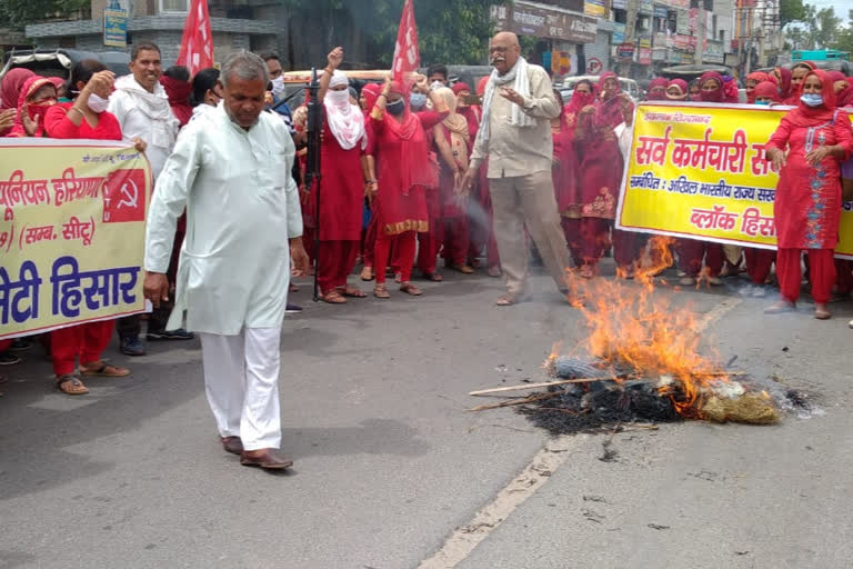 asha workers protest hisar