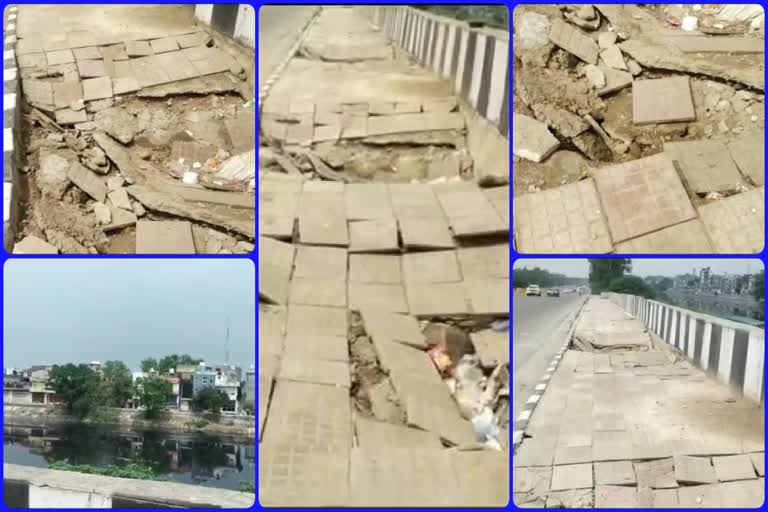 big pits holes on Delhi-Chandigarh National Highway due to water logging in rain