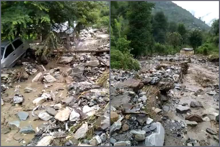 Cloud burst in Bhalana Panchayat of Kullu district in Himachal Pradesh