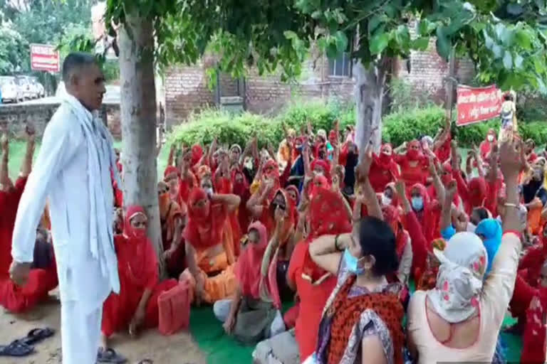 asha workers protest against government in palwal